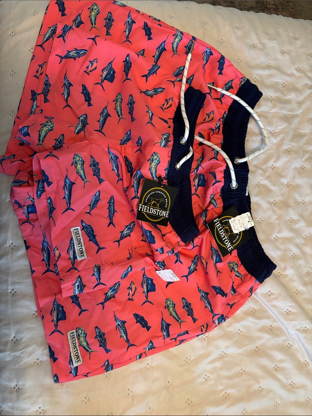 Fieldstone Men's Coral Fish-Print Swim Trunks
